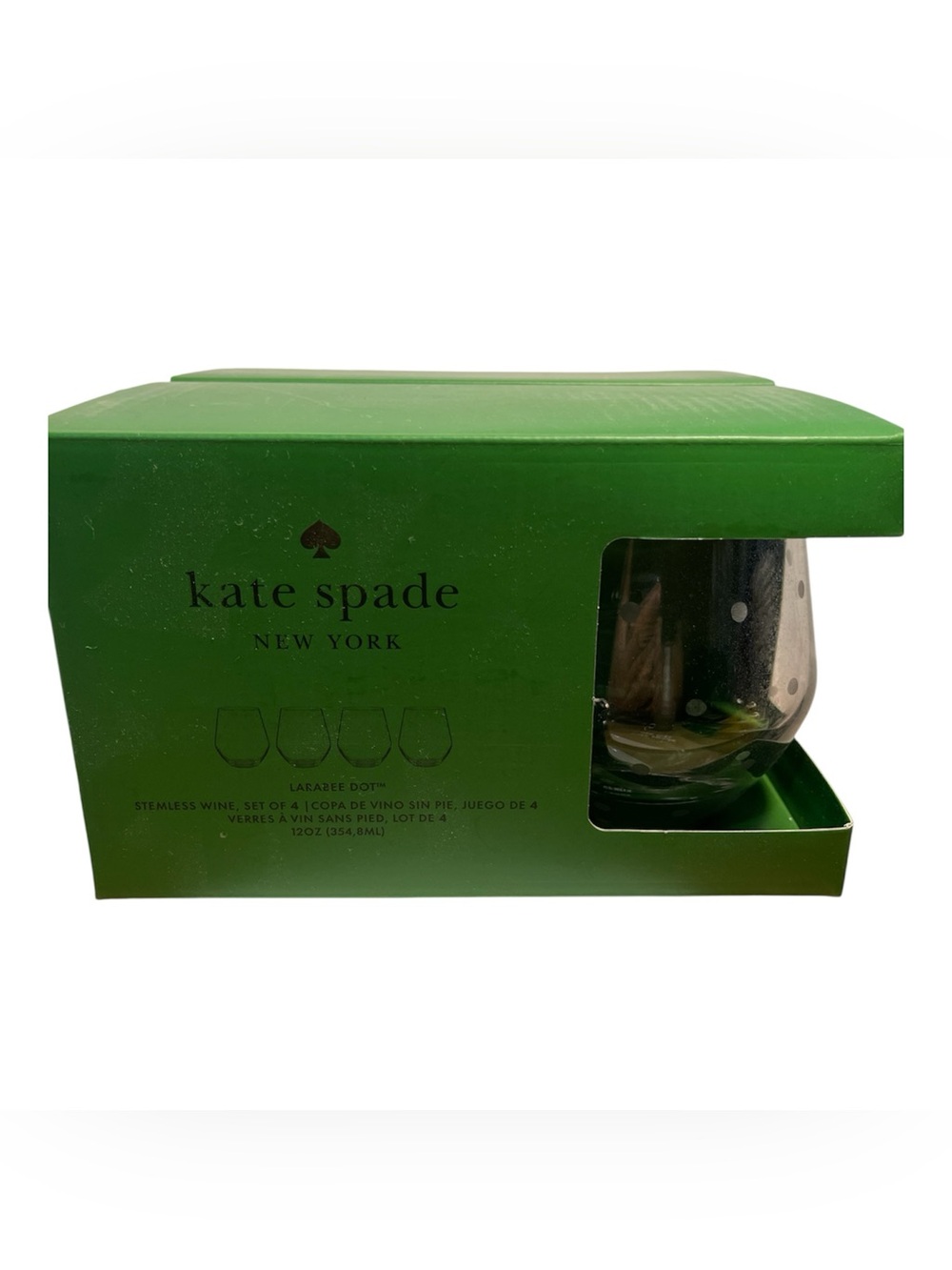 Kate Spade “LARABEE DOT” Set of 4 Stemless Wine Glasses - NWT **